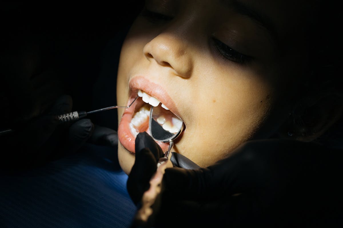 Child during dental checkup